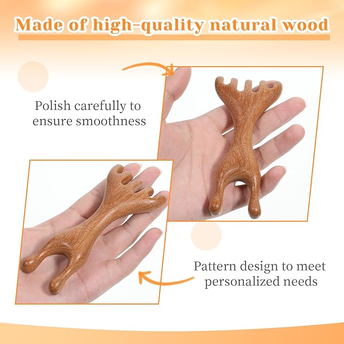 1 Pc Double-Ended Wood Scalp Massager, Meridian Massage Combs Head Massage Tool, Wooden Back Scratcher Gua Sha Facial Tools for Deep Relaxation & Stress Reduction