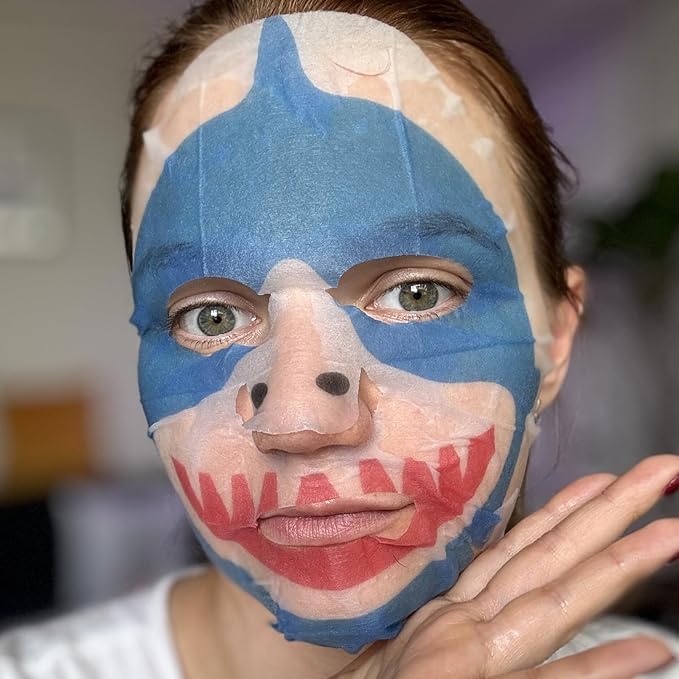 masque BAR Pretty Animalz Animal Character Sheet Mask, Korean Skin Care, Korean Spa Masks for All Skin Types, Spa Gifts, Birthday Party Gifts, Girls' Night, Skincare Party, Shark Pack of 6