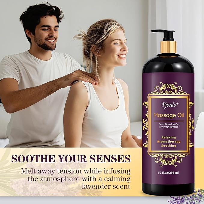 2 Pack Massage Oil for Massage Therapy, Lilac Oil, Lavender Massage Oil for Skin, with Massage Roller Ball, Natural Body Oil for Calming, Aromatic, Soothing, Spa Gift Set for Him Her