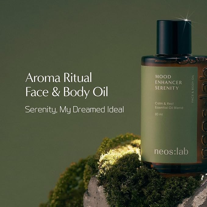 Mood Enhancer Serenity Face & Body Oil 2.7 fl.oz. (80ml) - Vegan Aromatherapy, Basil & Hinoki Scent, Hinoki Oil, Hydrating Facial, Body Oil for Nourishing, Glowy Skin, Gua Sha Oil