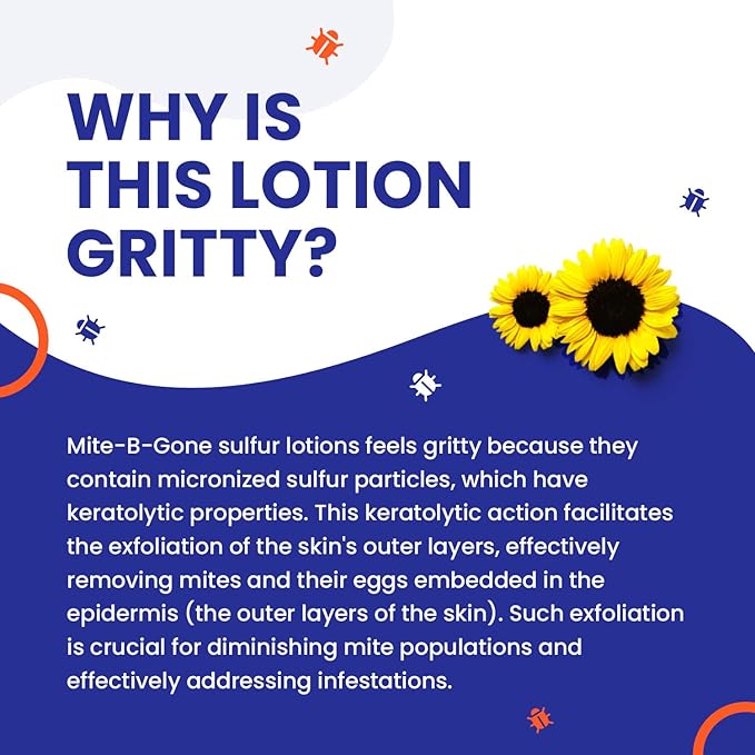 Mosquito Bite Itch Relief by Mite-B-Gone - Natural Sulfur Lotion to Stop Insect Bite Itching, Skin Redness, Discomfort & Irritation | Safe for Kids & Adults| Fast & Effective for All Skin Types| 8 oz