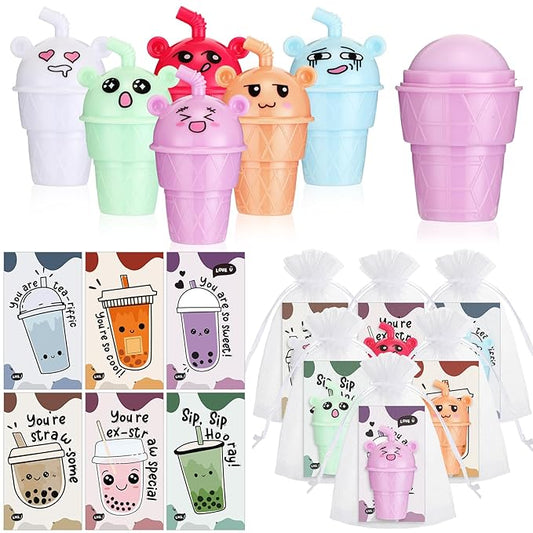 24 Sets Milk Tea Shaped Cute Girls
