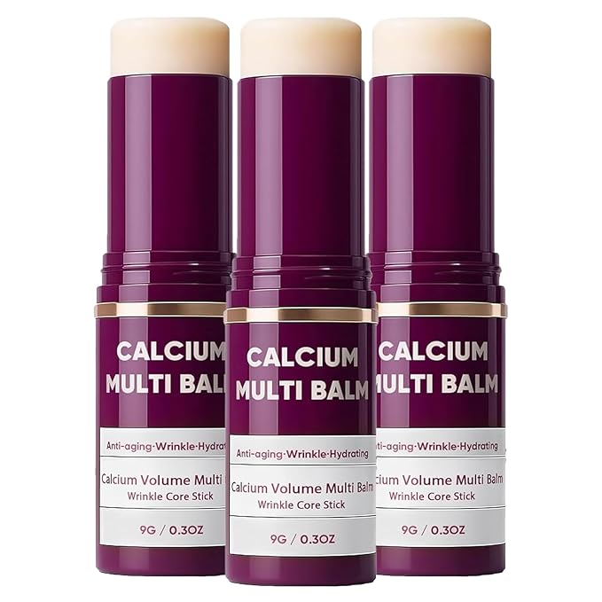 3 PCS Cemenrete Calcium Volume Multi Balm, Wrinkle Core Stick, Collagen Moisturing Stick, Anti-aging, Hydrating, Almond & Vitamin E for Lip Balm Eye Cream Neck
