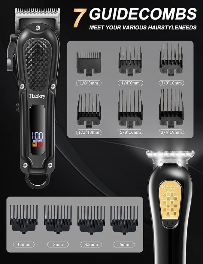 Hair Clippers & Trimmer for Men,Professional Barber Clippers and Trimmers Set,Mens Cordless Hair Clipper for Barbers Haircut Kit,Beard Trimmer,Rechargeable Electric Shaver