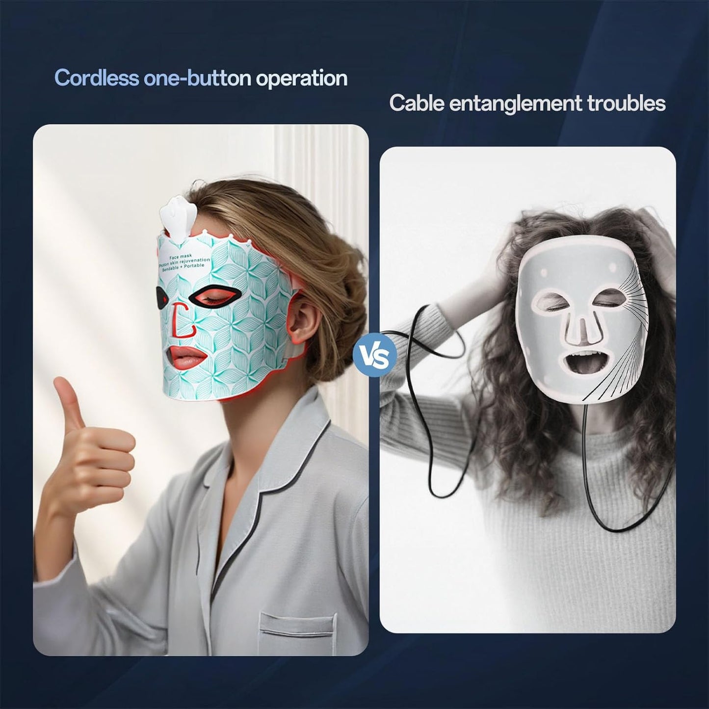 SUERBEATY Red Light Mask for Face, 7 Colors Red Light Mask, Cordless & Portable for Home & Travel, Rechargeable, Lightweight, Facial Skin Care for Women - Mom, Sister, Girlfriend and Wife - Green