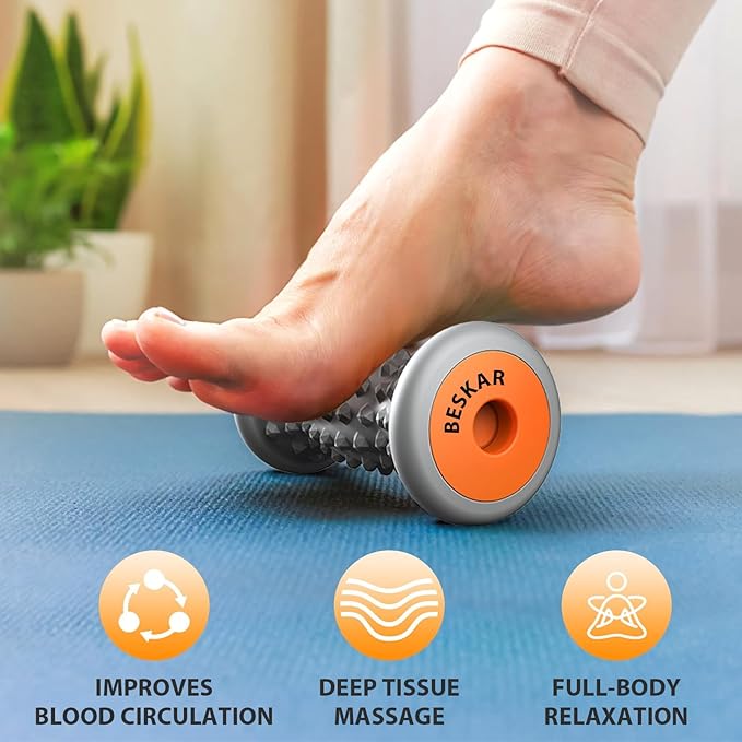 BESKAR Foot Massager Roller for Plantar Fasciitis Relief, Portable Feet Roller to Deep Tissue Muscle Massage, Foot Arch and Heel Pain, Reflexology Tool