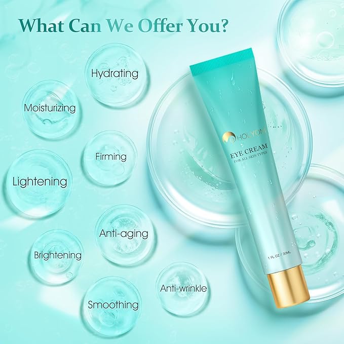 Retinol Eye Cream for Dark Circles & Puffiness - Anti-Aging Treatment with Hyaluronic Acid, Reduces Eye Bags, Wrinkles & Fine Lines | Hydrating Under Eye Care for Women & Men (1 fl oz)