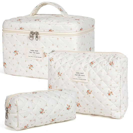 Makeup bag, quilted makeup bag,large