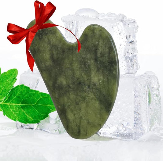 Gua Sha Facial Tools for Skin Care Massage Tools for Self Care Jade Body GuaSha Stone Spa Kit Face Sculpting Tool for Beauty Puffiness Reduction Muscle Tension Relief Jawline Sculptor Green