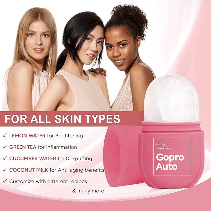 Cube Ice Roller for Face, Ice Facial Roller for Eyes Neck Naturally Tone and Tighten Skin, De-puff Eye Bags, Add a Healthy Glow Cryotherapy Enhance Skin Elasticity (Light Pink）