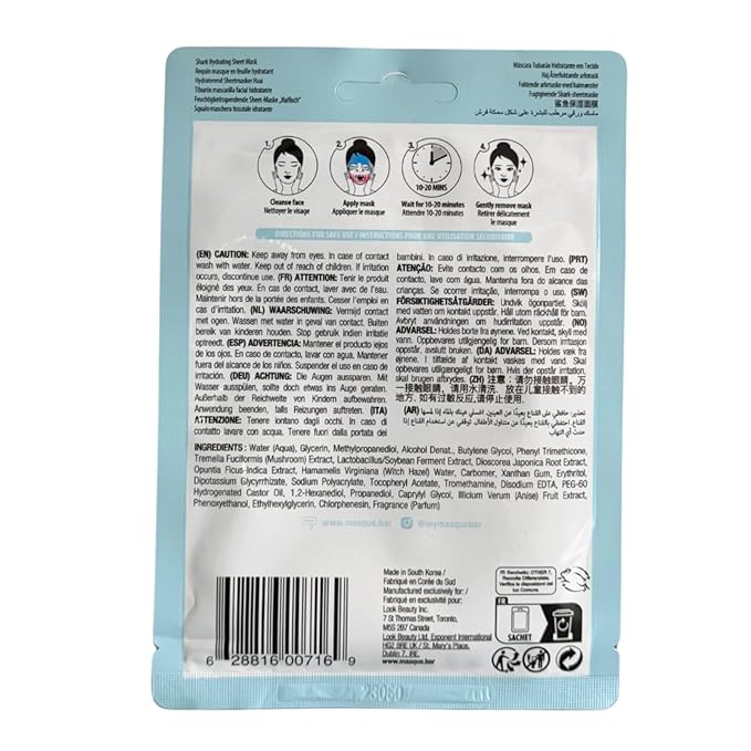 masque BAR Pretty Animalz Animal Character Sheet Mask, Korean Skin Care, Korean Spa Masks for All Skin Types, Spa Gifts, Birthday Party Gifts, Girls' Night, Skincare Party, Shark Pack of 6