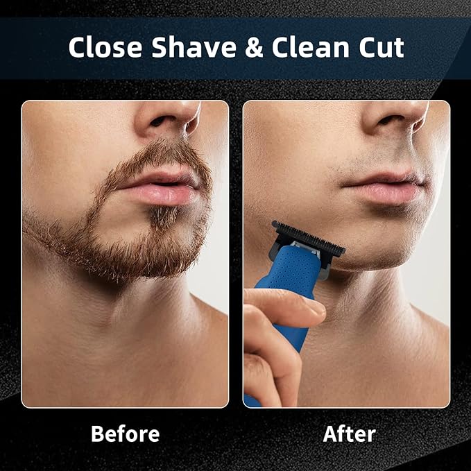 Professional Beard Trimmer for Men - Electric Hair Clippers, Zero Gapped T-Blade Edgers, Cordless Rechargeable Mustache Trimmer Grooming Kit for Body
