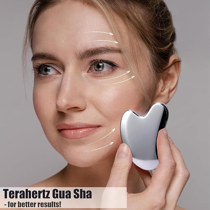 Terahertz Gua Sha & Roller Facial Tools, Face Roller and Gua Sha Set, Guasha Massager Tool for Face-Reduce Puffiness and Improve Wrinkles Idea for Mom Women