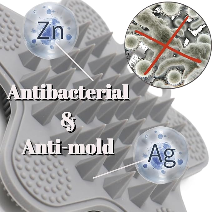 LUCKSTELLA 100% Silicone Dual-Sided Shower Brush – Star-Shaped Body Scrubber & Scalp Massager, Gentle for Hair & Skin (Charcoal)