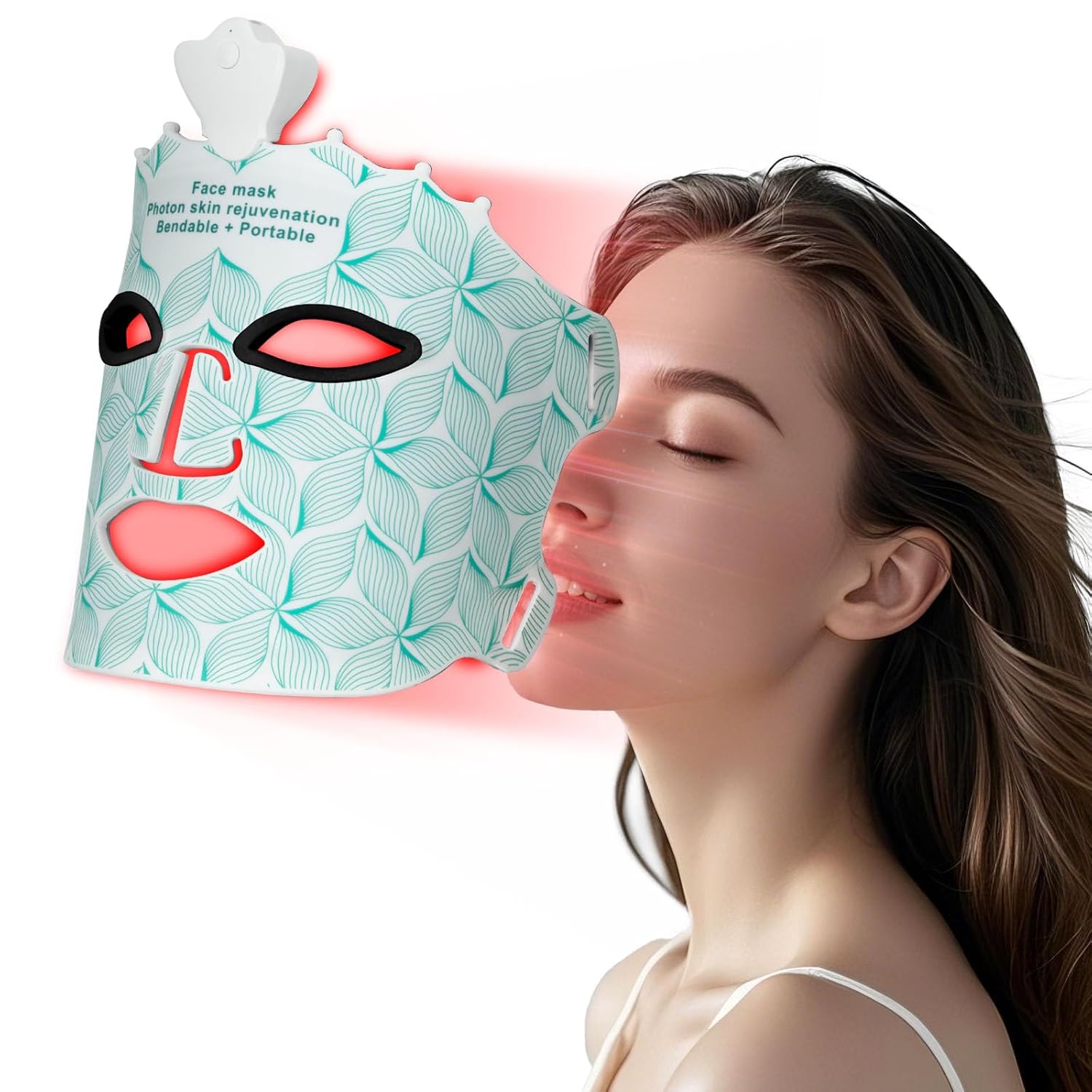 SUERBEATY Red Light Mask for Face, 7 Colors Red Light Mask, Cordless & Portable for Home & Travel, Rechargeable, Lightweight, Facial Skin Care for Women - Mom, Sister, Girlfriend and Wife - Green