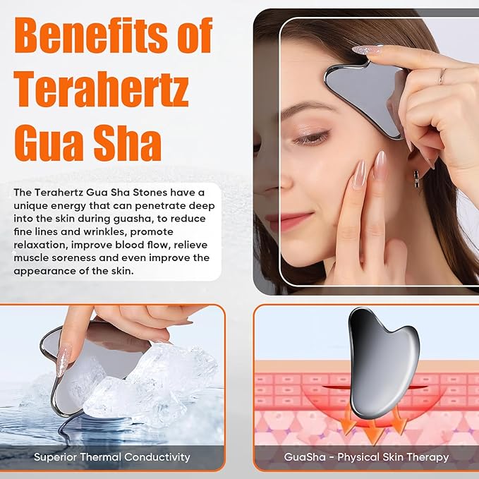 Terahertz Gua Sha Facial Tools,Cryo Gua Sha Tool for Face and Body, Gua Sha Massager Tools for Reduce Puffiness and Improve Wrinkles Idea Gift for Mom Women
