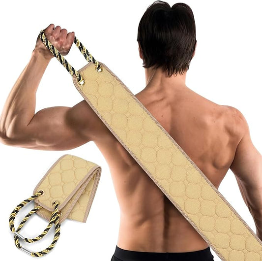 Exfoliating back scrubber with handles,