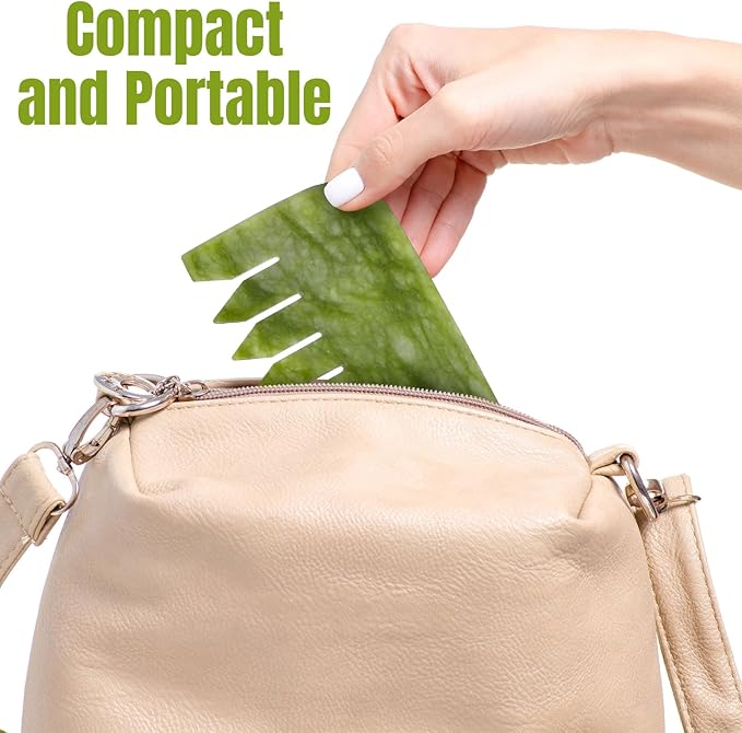 Geiserailie 2 Pieces Jade Combs Massage Stone Hair Gua Sha Scraping Scalp Comb Facial Massage Tool Multifunctional Handheld Head Tools Head Caring Therapy Mother's Day Gift(Stylish Style)