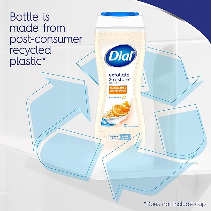 Dial Body Wash, Orange Peel & Cocoa Butter, 16 Fl Oz (Pack of 4)