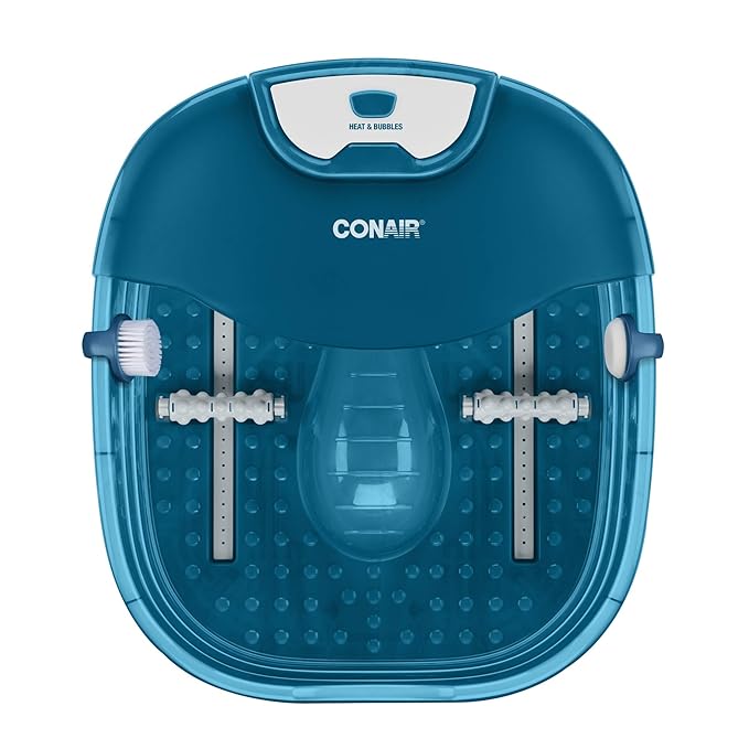 Conair Pedicure Foot Spa Bath with Heat reaching 104 Degrees, Massaging Foot Rollers, Soothing Bubbles, Pumice Stone and Nail Brush Included