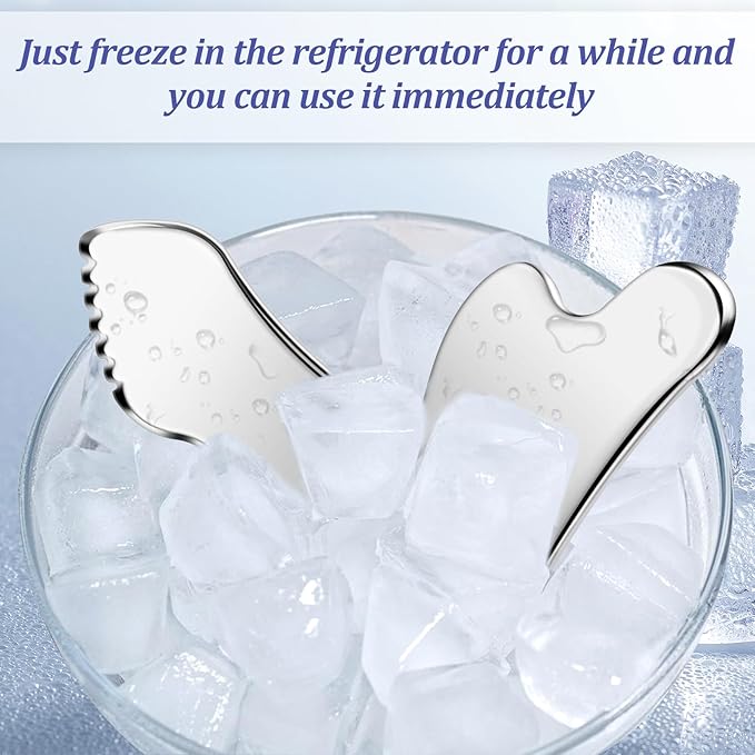 2 Pcs Stainless Steel Scraping Facial Tool for Jawline Sculpting and Decongestive Lymphatic Drainage, Face Massager Tool