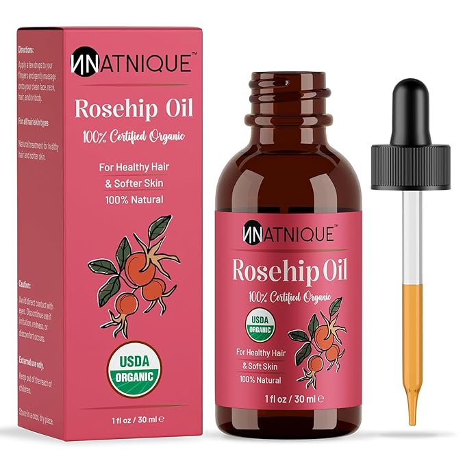 Rosehip Seed Oil Organic, 1 oz – USDA Certified Pure Rosehip Oil, Cold-Pressed Natural Moisturizer for Face, Hair, Skin, Scalp & Nails – Ideal for Gua Sha Massage