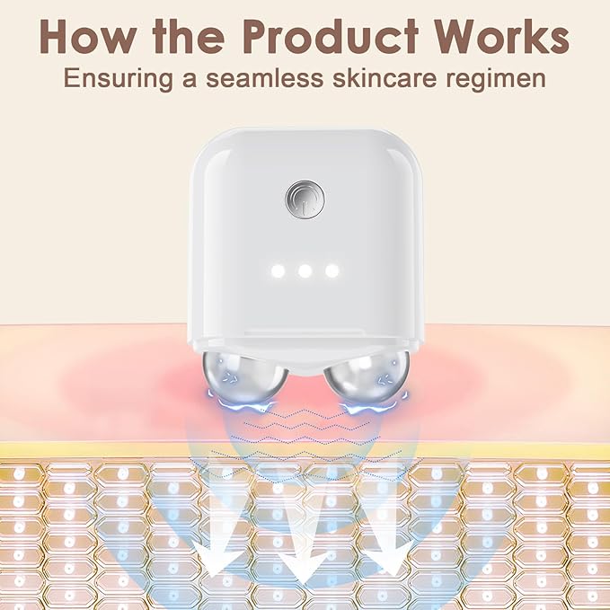 Mini Facial Firming Device, Microcurrent Facial Device, Face and Neck Skincare Device with Vibration Mode, Portable Facial Roller Massager Tool for Man and Woman, White