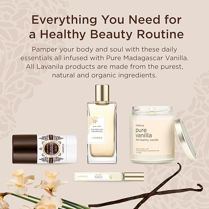 Lavanila Pure Vanilla Perfume Set for Women (1.7 Fl Oz + 10ml Roller-Ball) - Pure Madagascar Vanilla Fragrance, Clean and Natural Eau de Parfum Made In USA