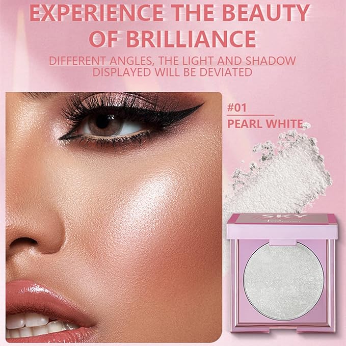 MAEPEOR Face Highlighter Palette 8 Colors Smooth Shimmer Pearl White)