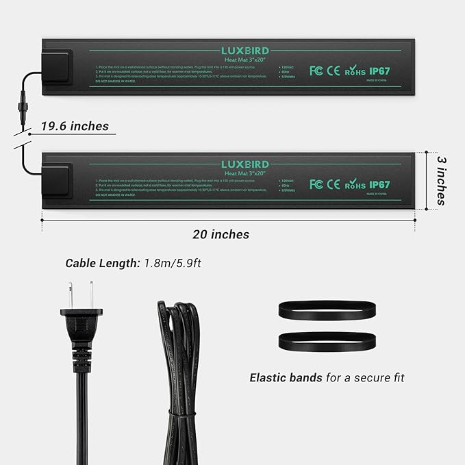 LUXBIRD Daisy Chain Heating Mats, 2 Pack, 3 * 20 inches, IP67 Waterproof PVC