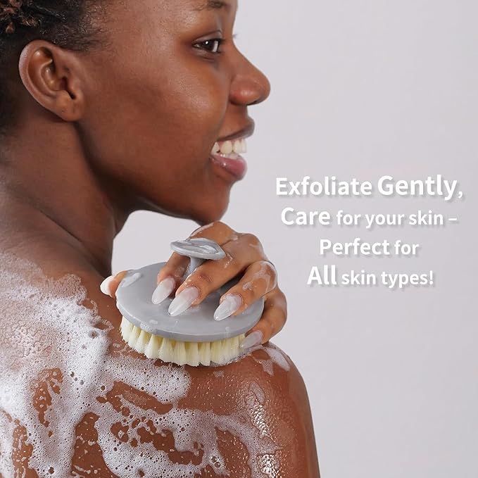 Body Scrubber 2 Pack, BEAUTAIL Shower Bath Brush, 1 Pack PP Body Brush Gray and 1 Pack Silicone Body Scrubber Black, Gentle Exfoliating for Women Men Baby Sensitive Skin