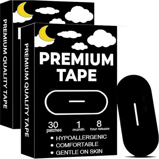 Black Premium Tape (60 Pack) - Pain Free Removal, Hypoallergenic, Latex Free & Gentle On Skin - Skin Friendly Adhesive Cotton Tape
