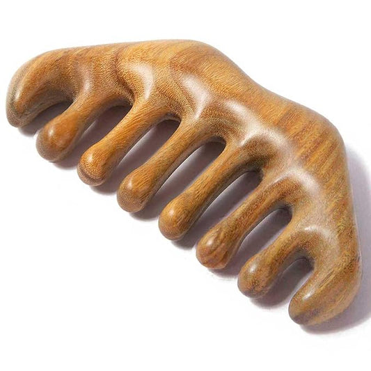 Wooden Massage Comb, Wooden Scalp Massager, Scalp Gua Sha for Stress Relax, Loc Comb for Sisterlocks - Green Sandalwood