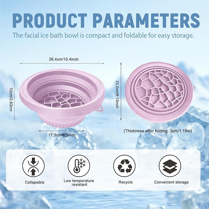 Ice Facial Folding Washbasin, Face Dunk Bowl Ice, Face Plunge Bowl, Silicone Facial Bowls Cold, for Home, Travel & Parties