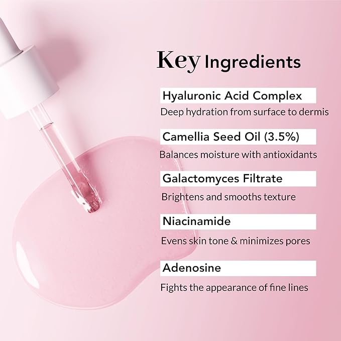 NOWATER Hyaluronic Acid Face Serum for Sensitive Skin - Niacinamide, Galactomyces – Anti-Aging, Hydrating, Light-weight – Fragrance-Free, Clean Korean Skin Care (1.01 fl.oz)