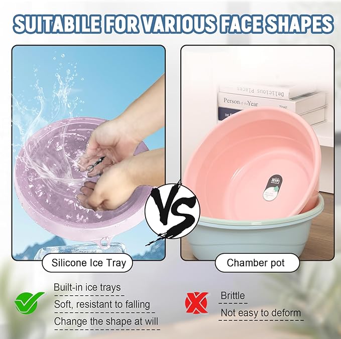 Ice Facial Folding Washbasin, Face Dunk Bowl Ice, Face Plunge Bowl, Silicone Facial Bowls Cold, for Home, Travel & Parties