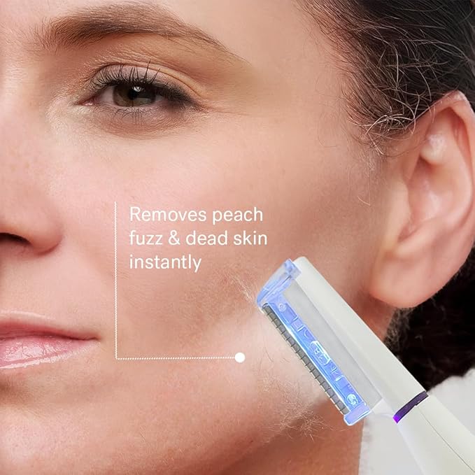 Michael Todd Beauty Sonicsmooth Pro+ Dermaplane Razor for Women Face + Eyebrow trimmer Dermaplaning System w/LED Light Peach Fuzz Remover -16 Dermaplaning Blades & 2 Microsmooth Exfoliation Tips