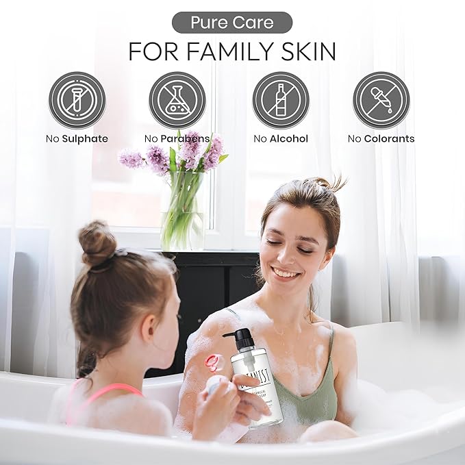 Natural Body Wash for Women, Mens Full Body Wash for Sensitive Skin by Squalane, Shea Butter& Aloe Vera, Sulfate Free Shower Gel & Bath Soap from Japan 16.5 Fl Oz 2EA Cassis & Leaf Green