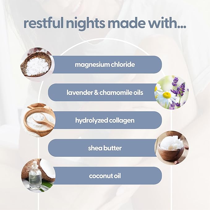 M3 Naturals Lavender & Chamomile Magnesium Lotion for Sleep, Relaxing Nightime Cream for Leg Cramps, Sore Feet and Joints | With Moisturizing Shea Butter, Coconut Oil, Collagen, Stem Cells, 8 fl oz