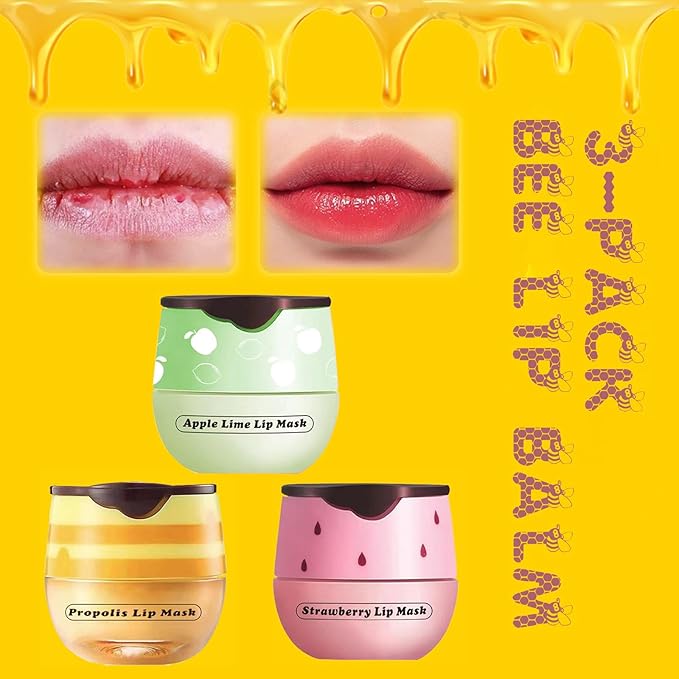 3PCS Lip Balm Honey Pot, Honey Sleeping