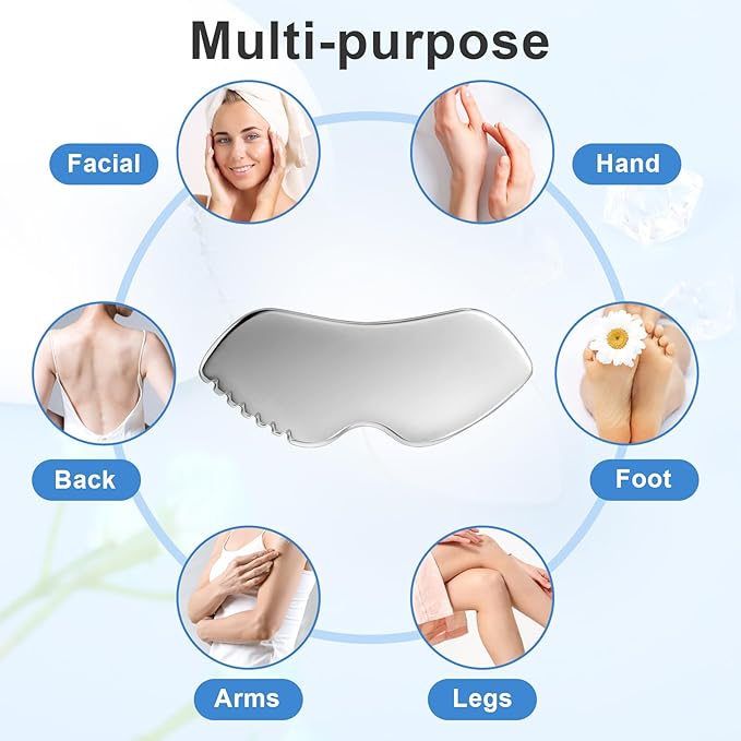 JIEYAO Gua Sha Facial Tools, Stainless Steel Guasha Tool for Face, Skin Care Scraping Tool Guasha Massage Tools Metal Tighten Skin Beauty Tool for Jawline Sculpting, Face Massager, Puffiness Reducing