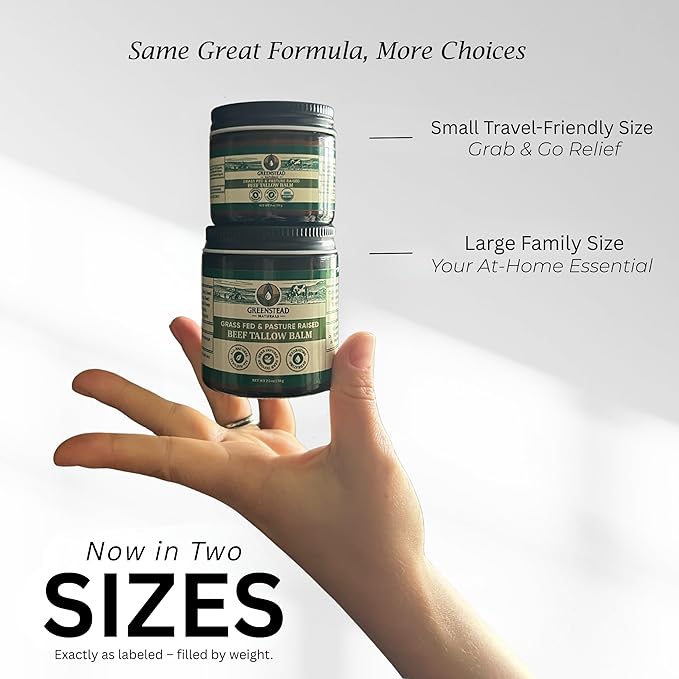 Organic Beef Tallow for Skin – Whipped Tallow Balm for Skin Face and Body with Jojoba Oil and Cocoa Butter – Unscented and Herb-Infused – Large Size 2.5fl Oz Net Wt