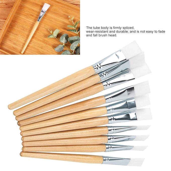 10-Piece Facial Mask Brushes Soft Hair Mud Applicator DIY Skin Care Tool with Wooden Handle