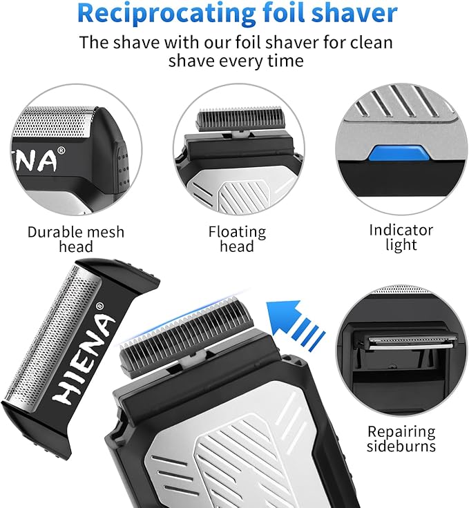 Professional Cordless Hair Clippers for Men, T-Blade Beard Trimmer & Foil Shaver & Nose Hair Trimmer Set, Barber Clipper Hair Cutting Grooming Kit