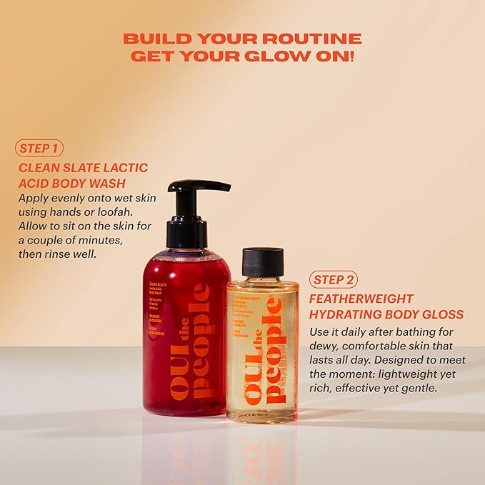 OUI the People CLEAN SLATE Lactic Acid Body Wash, AHA Body Wash, Glycolic & Lactic Acid Serum & Face Cleanser, Gentle Exfoliation & Face Moisturizer for Smoother Texture and Even Skin Tone, 8.4 oz