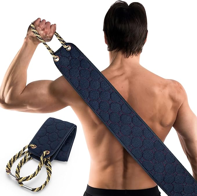 Exfoliating back scrubber with handles,