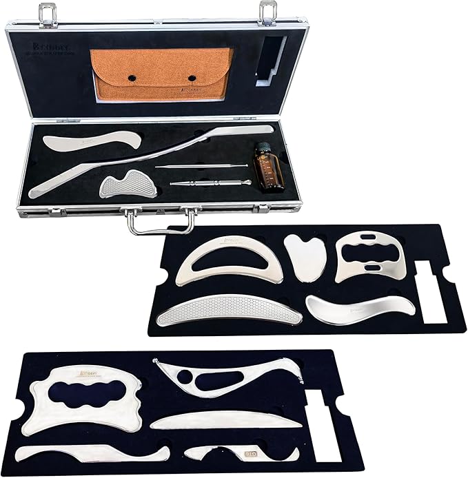 BYYDDIY 17 in 1 Stainless Steel Gua Sha Muscle Scraper Tools Family Kit, Scraping Massage Tool,Massage Scraper Tools for Physical Therapy (17in1)