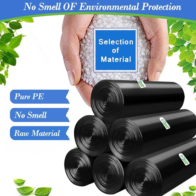 1.3 Gallon 120 pcs (1.2-1.3 Gal) Small Black Trash Bags, Strong 1.2 Gallon 1.3 Gallon Garbage Bags, Bathroom Trash Can Bin Liners,Mini Bags Waste Basket Liner,Fit 5-6 Liter, 1-1.3 Gal-Black-120