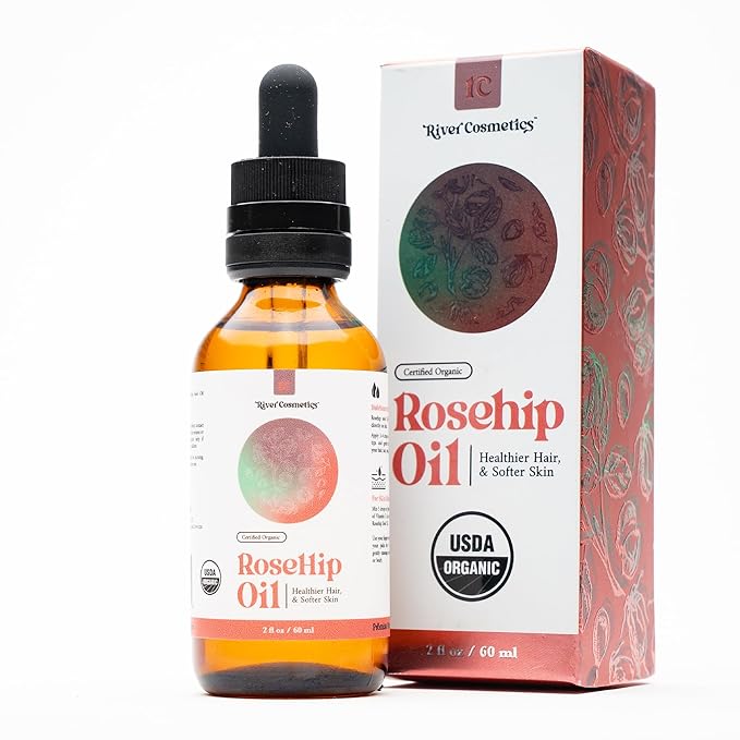 Organic Rosehip Oil, Cold Pressed Rosehip Oil for Face, Skin Care, Gua Sha, and Hair Care, USDA Certified Organic 100% Pure, Hexane Free, 2 Fl Oz.