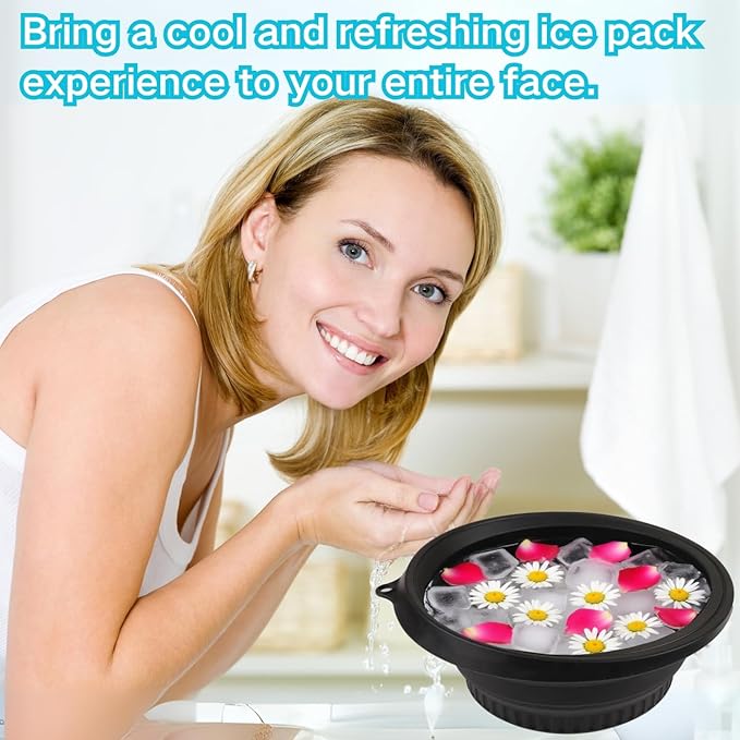 Face Bowl for Ice with Built-In Ice Tray, Silicone Facial Ice Bath Bowl for Shrinking Pores, Ice Face Bowl for Boosting Circulation for Men & Women, Skin Tightening, Easy Storage and Carrying